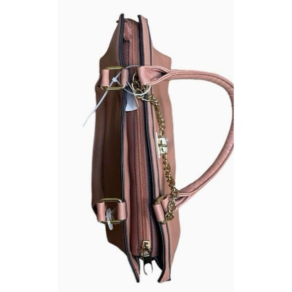 Pink top handle handbag unbranded gold tone accents zip close 10 x 12 inches - Picture 11 of 16